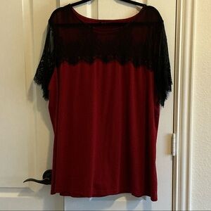 BloomChic Red and Black Lace Blouse